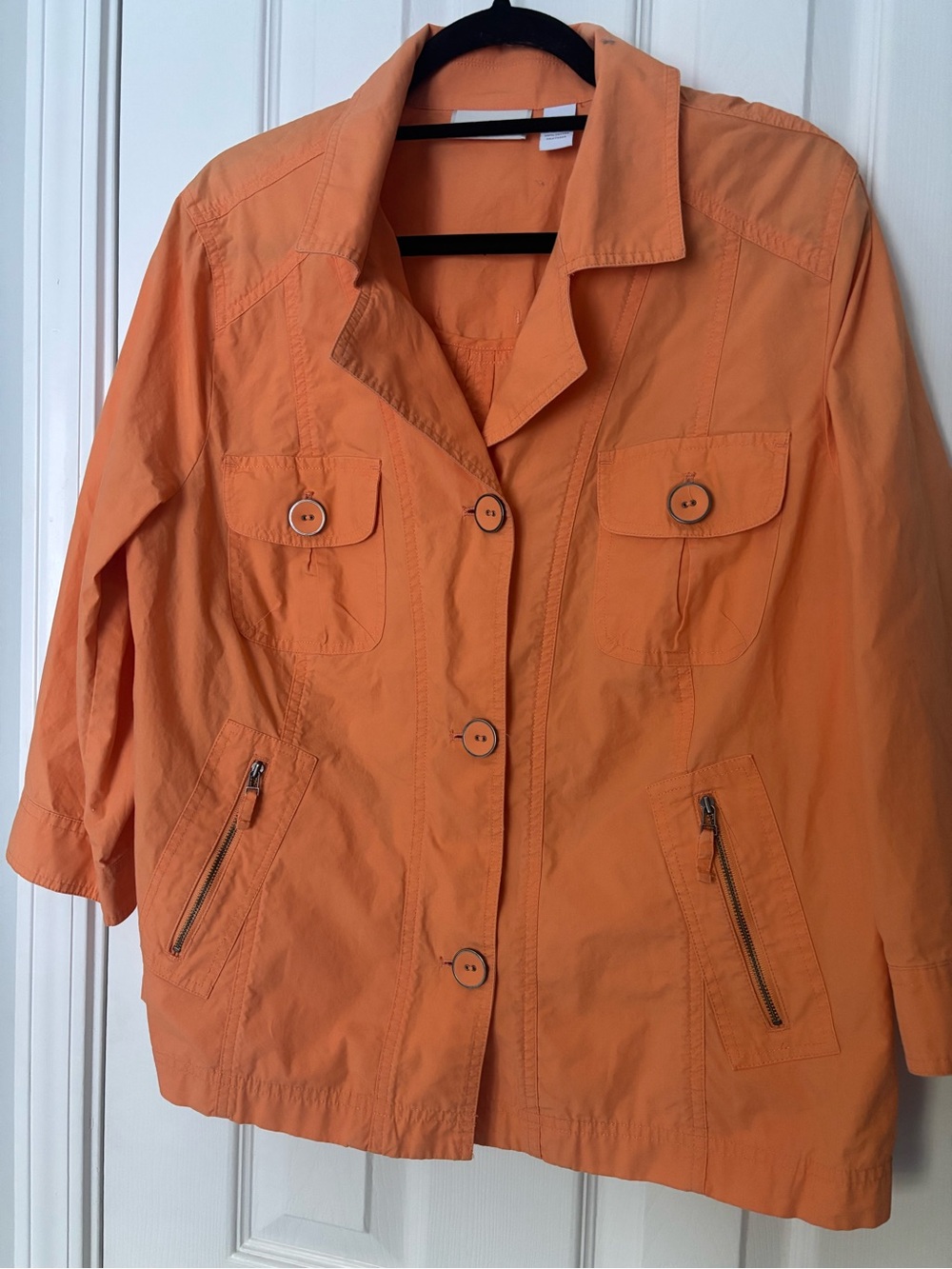 Chico's Pumpkin Orange Utility Fall Shacket Size 3
